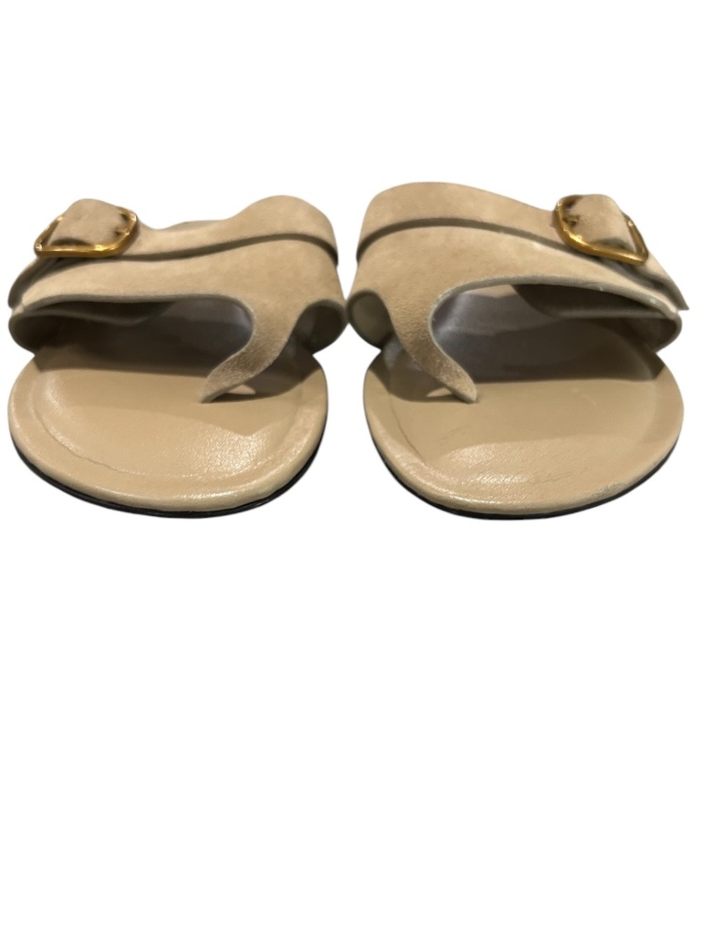 Zara Suede Leather Buckle Sandals In Camel Tan Slip On Size 37 - Picture 10 of 12